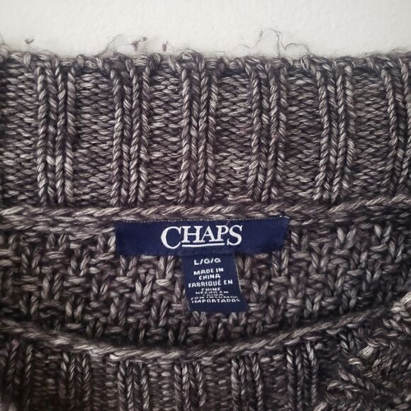 Chaps Gray Knit Pullover Sweater L - Picture 7 of 7